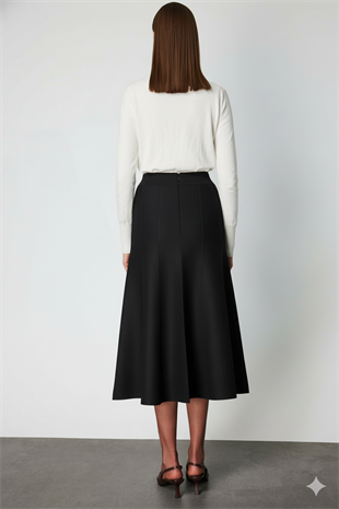 On Fashion Pileli Midi Triko Etek
