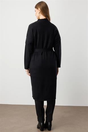 On Fashion Taş İşlemeli Kuşaklı Uzun Hırka