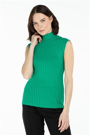 ON TRİKO Dik Yaka Kolsuz Basic Bluz