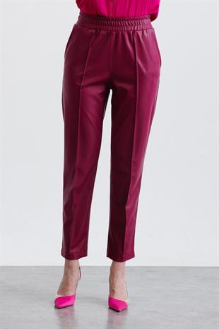 ON TRİKO Yüksek Bel Deri Panntolon