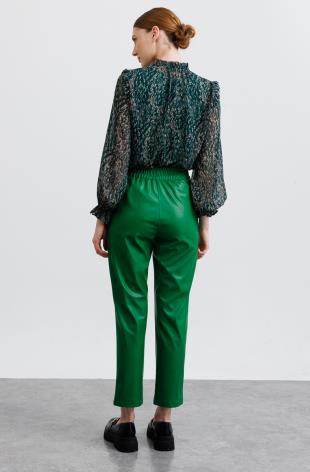 ON TRİKO Yüksek Bel Deri Panntolon