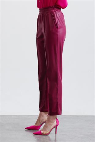 ON TRİKO Yüksek Bel Deri Panntolon