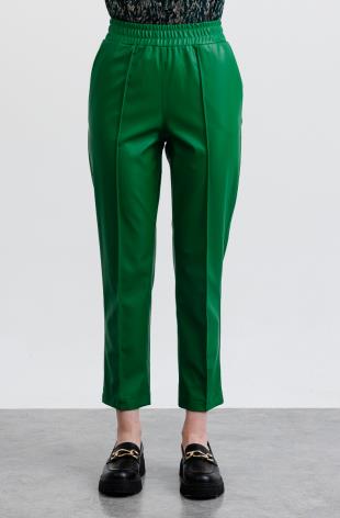 ON TRİKO Yüksek Bel Deri Panntolon