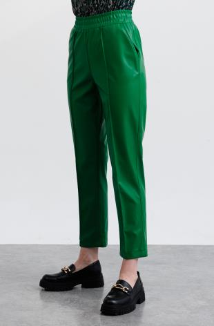 ON TRİKO Yüksek Bel Deri Panntolon