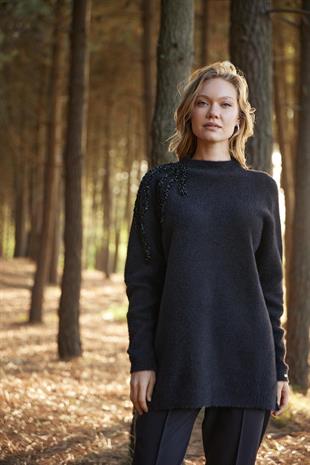 Premium By Moodbasic BONCUK İŞLEMELİ TRİKO KAZAK