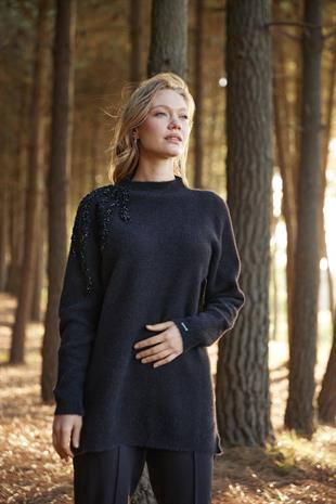 Premium By Moodbasic BONCUK İŞLEMELİ TRİKO KAZAK