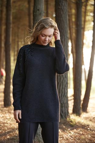 Premium By Moodbasic BONCUK İŞLEMELİ TRİKO KAZAK