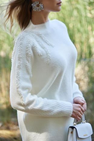 Premium By Moodbasic BONCUK İŞLEMELİ TRİKO KAZAK