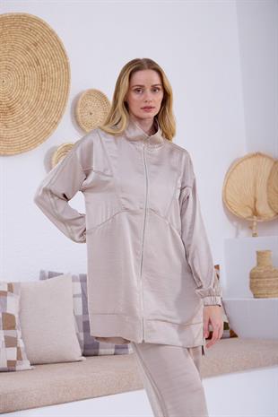 Premium By Moodbasic METAL PUL ŞERİTLİ İPEK SATEN TAKIM