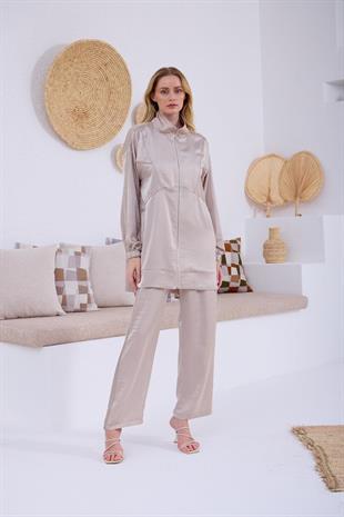 Premium By Moodbasic METAL PUL ŞERİTLİ İPEK SATEN TAKIM