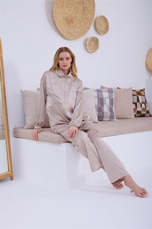 Premium By Moodbasic METAL PUL ŞERİTLİ İPEK SATEN TAKIM