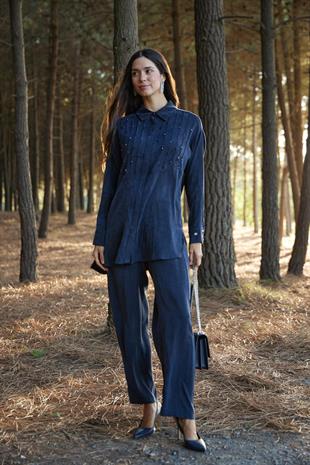 Premium By Moodbasic NERVÜR DETAYLI TAŞ İŞLEMELİ TAKIM