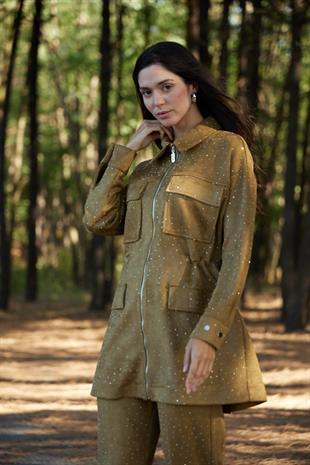 Premium By Moodbasic SERPME TAŞLI SÜET TAKIM