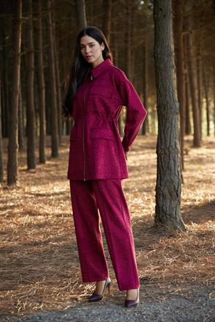 Premium By Moodbasic SERPME TAŞLI SÜET TAKIM