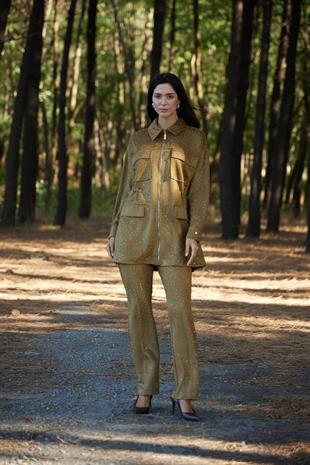 Premium By Moodbasic SERPME TAŞLI SÜET TAKIM