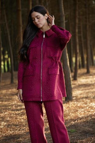 Premium By Moodbasic SERPME TAŞLI SÜET TAKIM