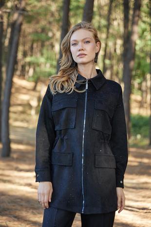 Premium By Moodbasic SERPME TAŞLI SÜET TAKIM