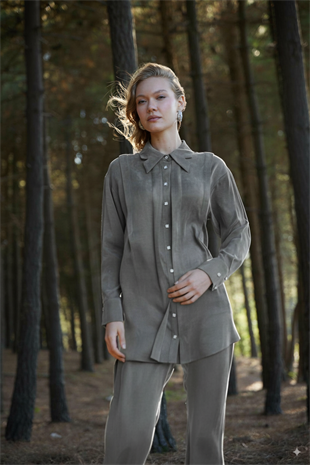 Premium By Moodbasic YAKA DETAYLI TAŞLANMIŞ İPEK TAKIM