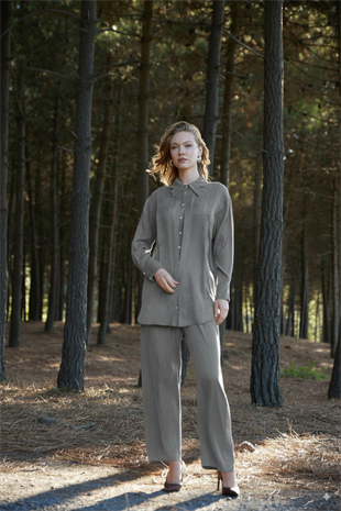 Premium By Moodbasic YAKA DETAYLI TAŞLANMIŞ İPEK TAKIM