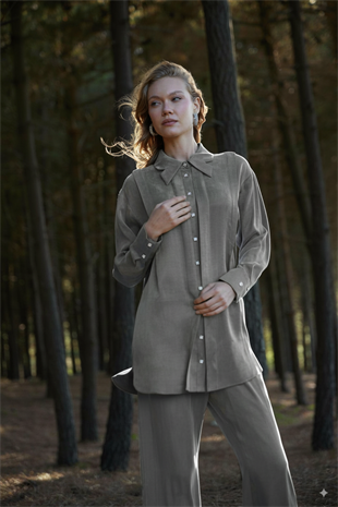 Premium By Moodbasic YAKA DETAYLI TAŞLANMIŞ İPEK TAKIM