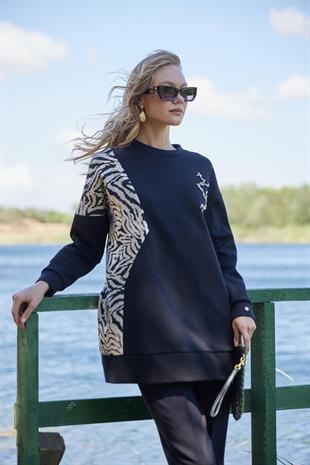 Premium By Moodbasic ZEBRA BROKARLI TAŞLI TUNİK