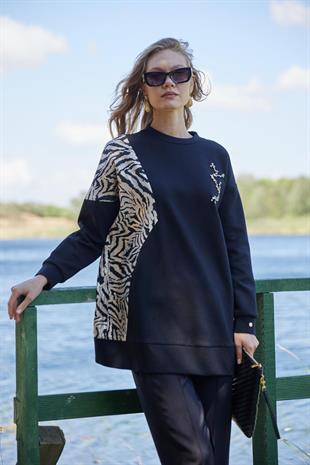 Premium By Moodbasic ZEBRA BROKARLI TAŞLI TUNİK