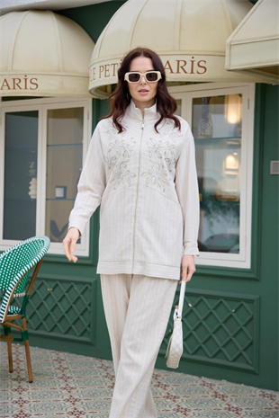 Premium By Moodbasic ZİNCİR NAKIŞLI KETEN TAKIM