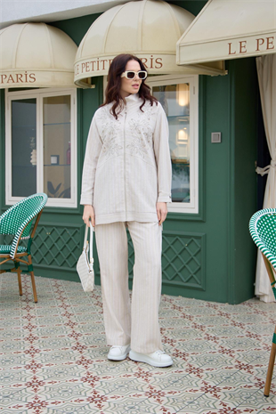 Premium By Moodbasic ZİNCİR NAKIŞLI KETEN TAKIM