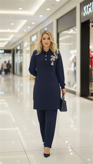 QMASH TAŞ İŞLEMELİ KAPİŞONLU KREP TAKIM