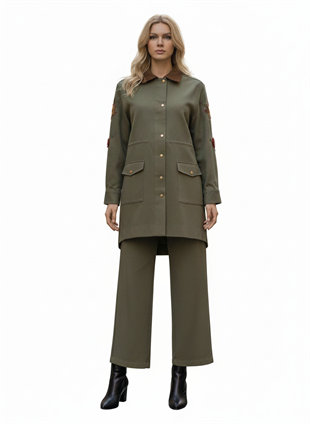 YEŞİM ÖZCAN GABARDİN NAKIŞLI PARKA