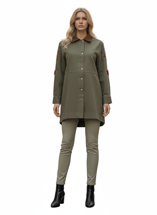 YEŞİM ÖZCAN GABARDİN NAKIŞLI PARKA