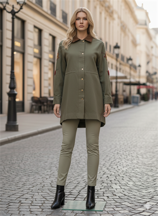 YEŞİM ÖZCAN GABARDİN NAKIŞLI PARKA