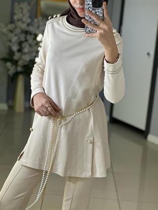 YEŞİM ÖZCAN OMUZU DÜĞMELİ TUNİK