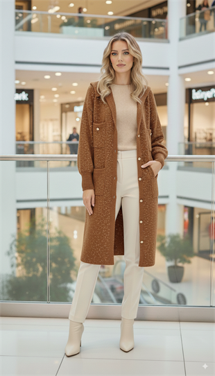 YEŞİM ÖZCAN PUL PAYET UZUN HIRKA