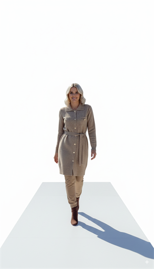 YEŞİM ÖZCAN PUL PAYET UZUN HIRKA