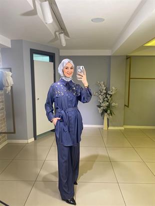 YEŞİM ÖZCAN TAŞLI KOT TUNİK