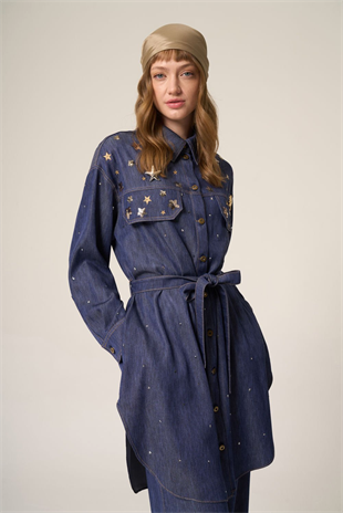 YEŞİM ÖZCAN TAŞLI KOT TUNİK