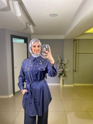 YEŞİM ÖZCAN TAŞLI KOT TUNİK