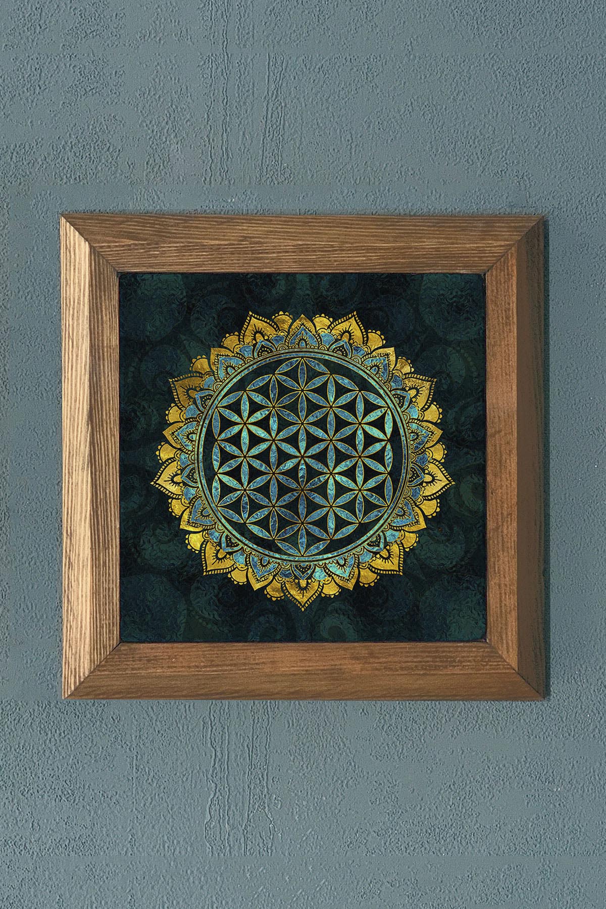 AHŞAP Çerçeveli Taş Tablo-Wall Decor- Oscar Stone Decor 28X28 CM