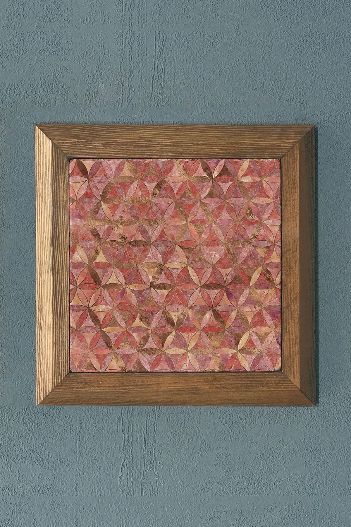 AHŞAP Çerçeveli Taş Tablo-Wall Decor- Oscar Stone Decor 28X28 CM