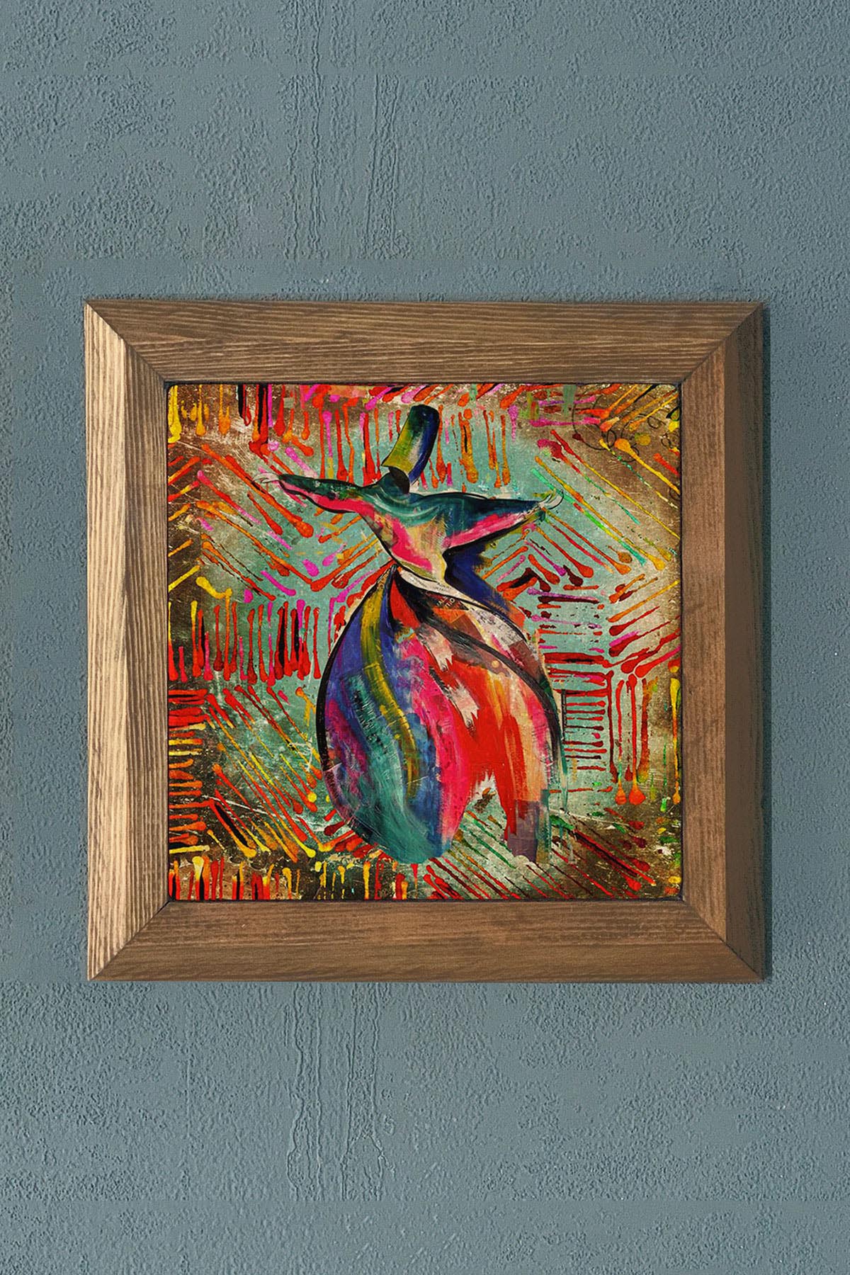 AHŞAP Çerçeveli Taş Tablo-Wall Decor- Oscar Stone Decor 28X28 CM