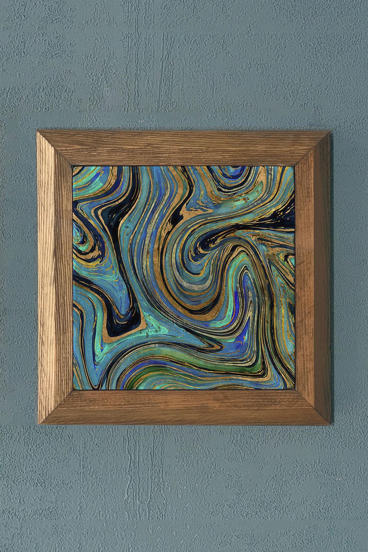 AHŞAP Çerçeveli Taş Tablo-Wall Decor- Oscar Stone Decor 28X28 CM
