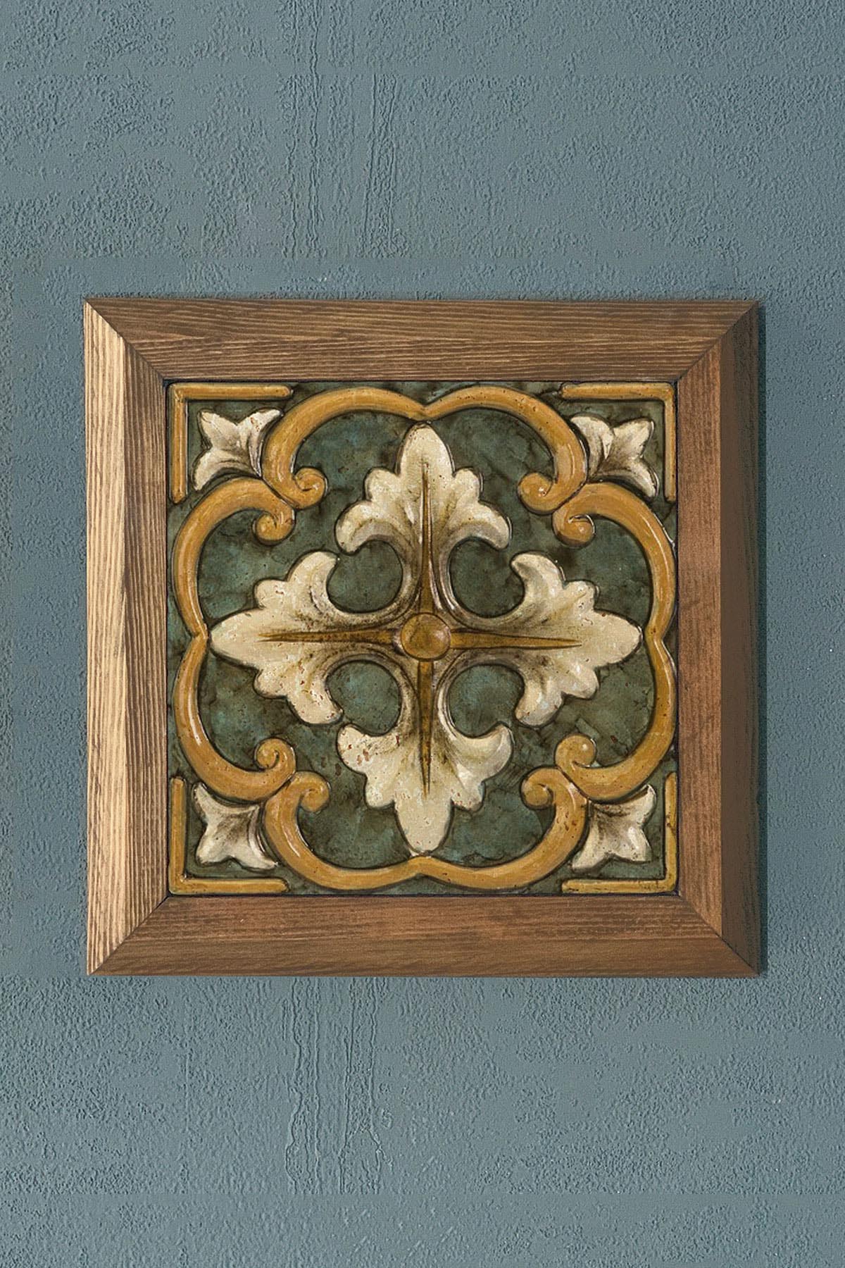 DESEN GÖRSELLİ Masif Çerçeveli Taş Tablo-Wall Decor- Oscar Stone Decor 28X28 CM