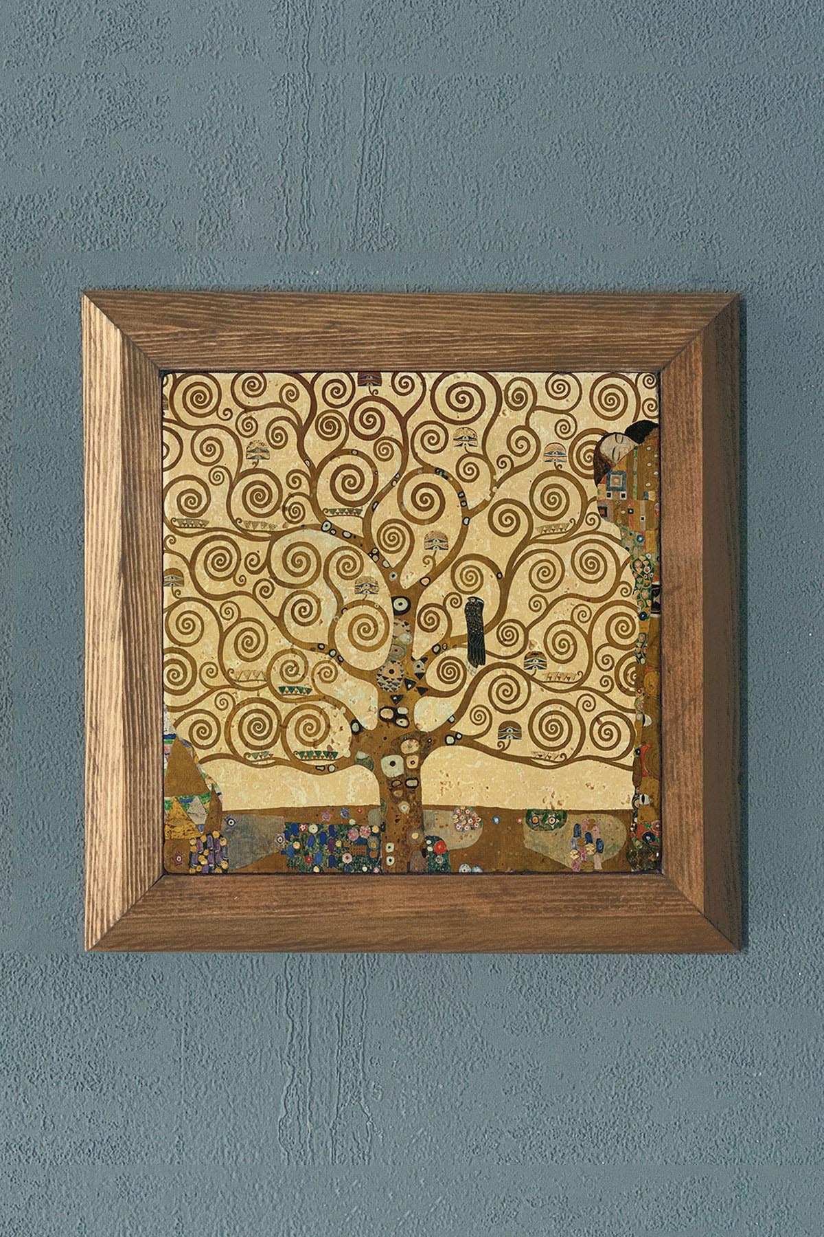 HAYAT AĞACI-Masif Çerçeveli Taş Tablo-Wall Decor- Oscar Stone Decor 28X28 CM
