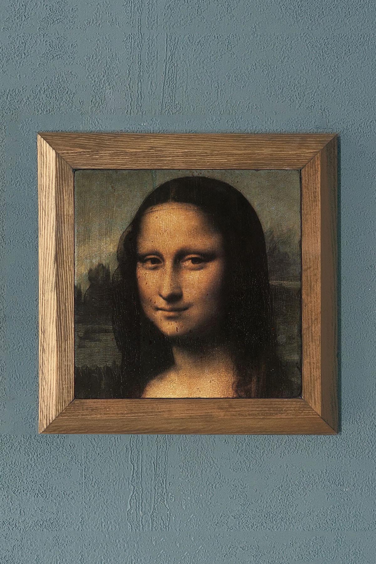 Leonardo Davinci Mona lisa-Masif Çerçeveli Taş Tablo Oscar Stone Decor 28X28 CM