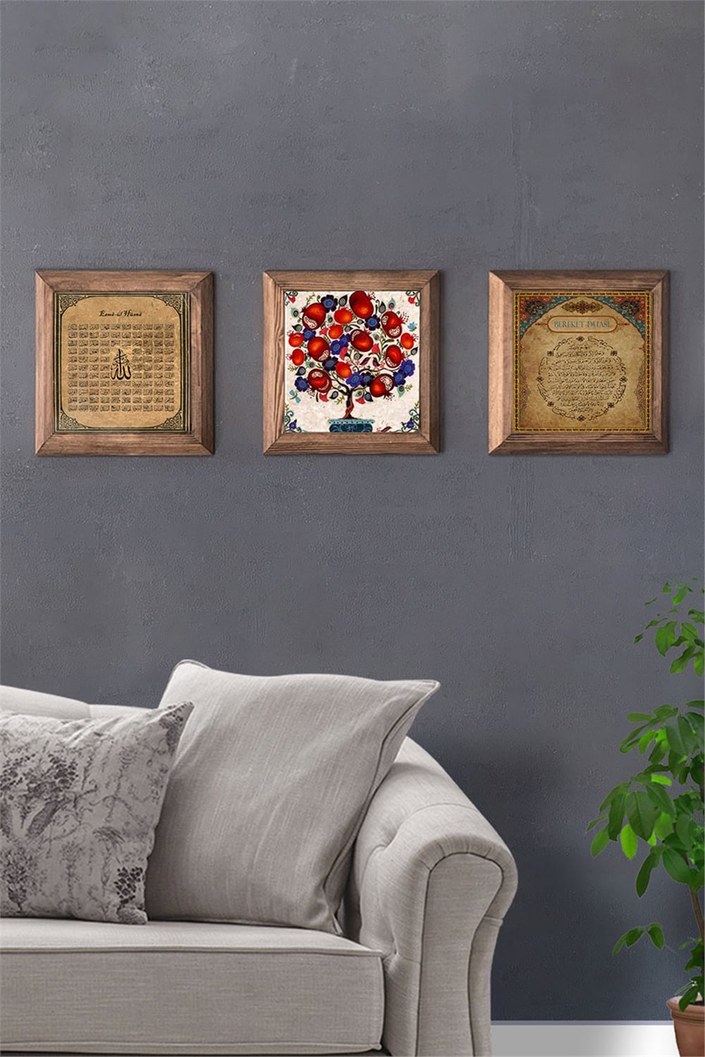 MASİF ÇERÇEVELİ 3'LÜ DOĞALTAŞ TABLO PANO OSCAR STONE DECOR / 3PRMT-40-0243