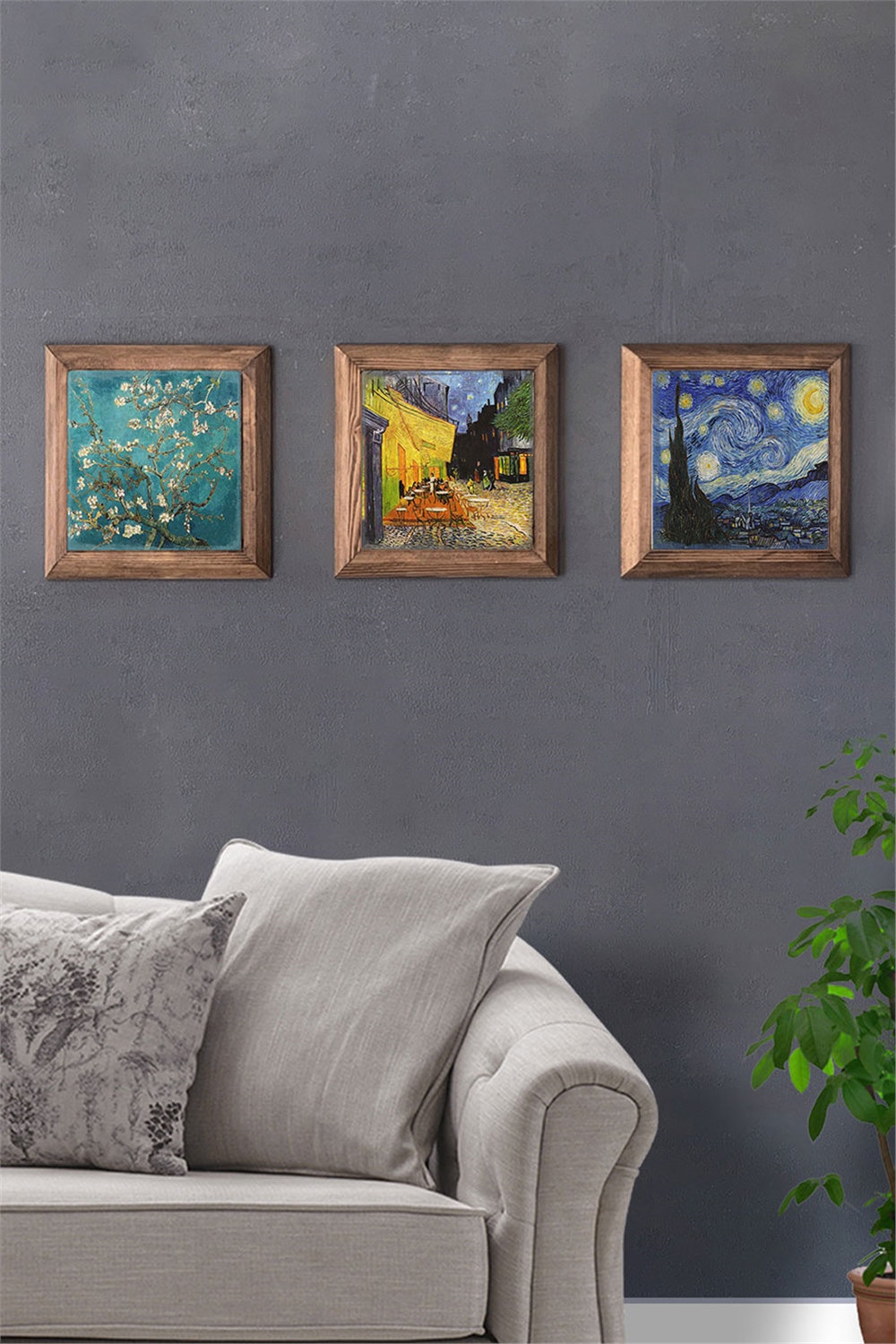MASİF ÇERÇEVELİ 3'LÜ DOĞALTAŞ TABLO PANO OSCAR STONE DECOR / 3PRMT-40-0418