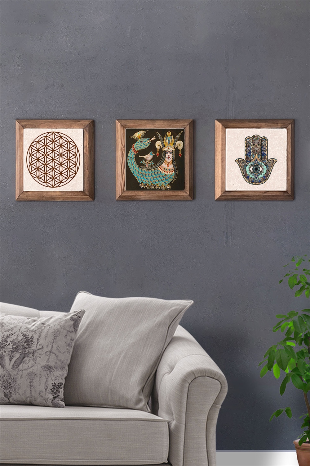 MASİF ÇERÇEVELİ 3'LÜ DOĞALTAŞ TABLO PANO OSCAR STONE DECOR / 3PRMT-40-0342