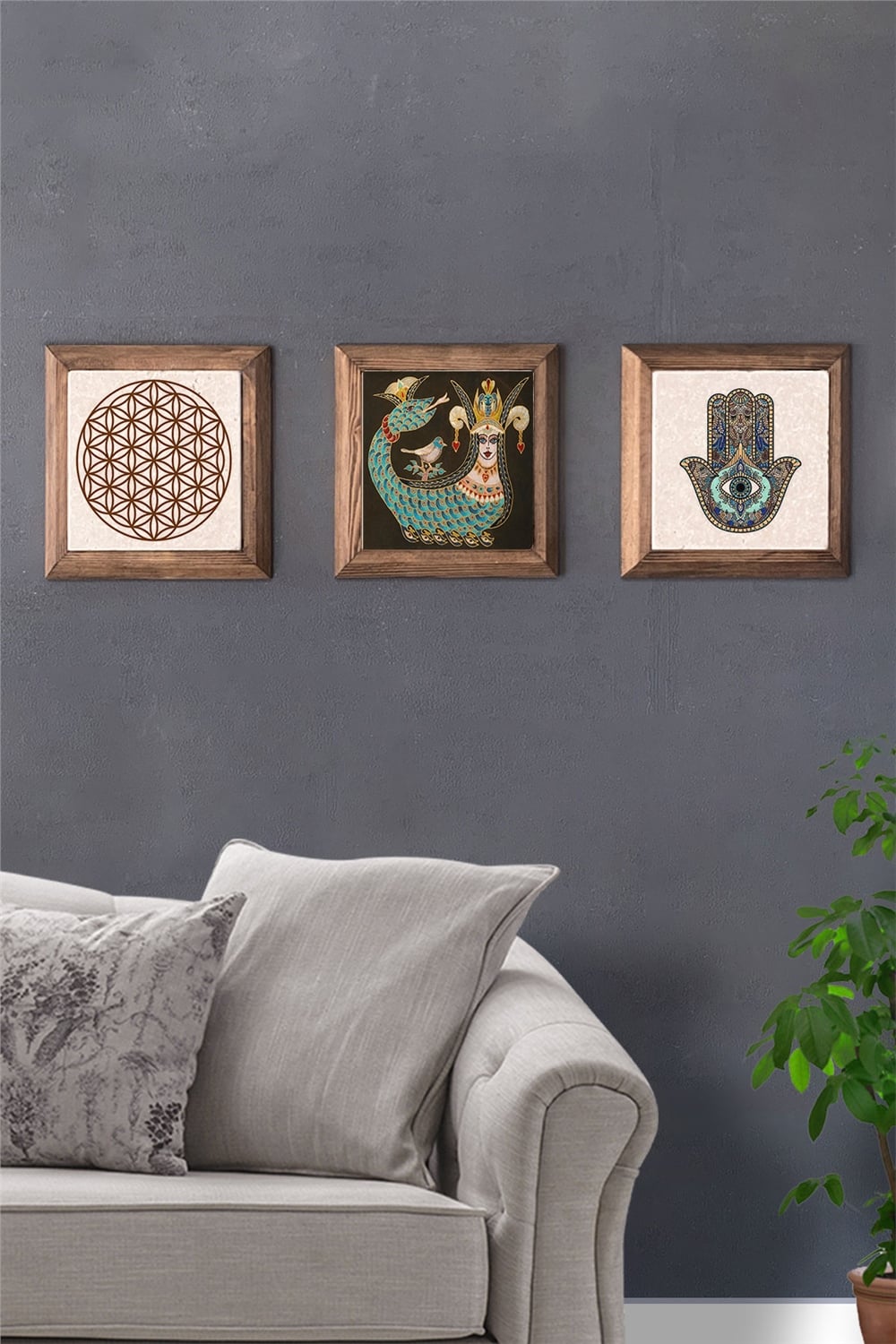 MASİF ÇERÇEVELİ 3'LÜ DOĞALTAŞ TABLO PANO OSCAR STONE DECOR / 3PRMT-40-0343