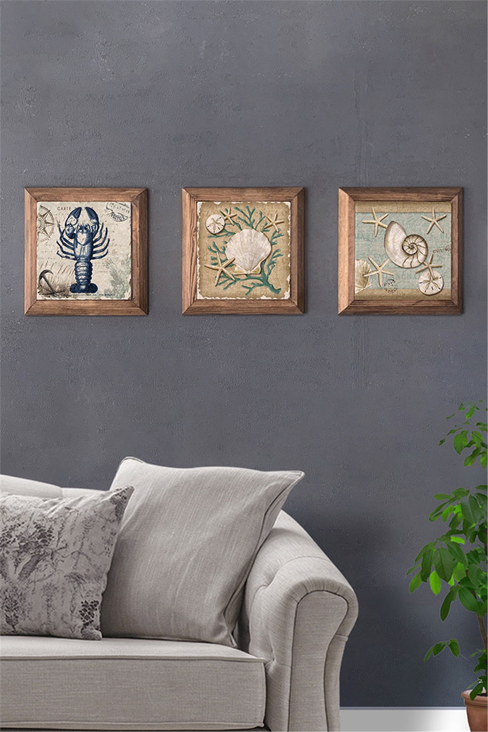 MASİF ÇERÇEVELİ 3'LÜ DOĞALTAŞ TABLO PANO OSCAR STONE DECOR / 3PRMT-20-0010